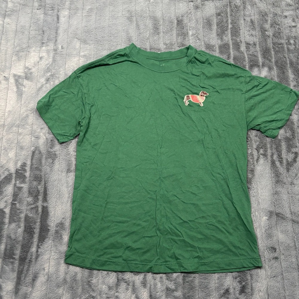 Goodfellow & Co Mens Green Dachshund Dog Graphic T-Shirt Size M Short Sleeve Tee